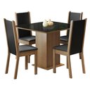 Ver imagem 3 de Conjunto Sala de Jantar Madesa Moscou Plus Mesa Tampo de Vidro 4 Cadeiras - Rustic/preto/sintpreto