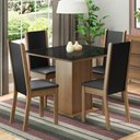Ver imagem 1 de Conjunto Sala de Jantar Madesa Moscou Plus Mesa Tampo de Vidro 4 Cadeiras - Rustic/preto/sintpreto