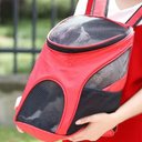 Ver imagem 4 de Mochila Pet Transporte com Ventilação Cachorro Gato Vermelha