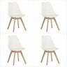 Kit 4 Cadeiras Tulipa sem Braço Base Madeira Branca Bulk - 1