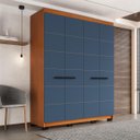 Ver imagem 1 de Roupeiro Solteiro Lisboa 4 Portas 4 Gavetas 161x214cm Freijó/Azul 240842