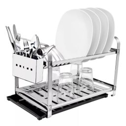 Escorredor Louças 16 Pratos Porta Talher Inox e Bandeja - 1