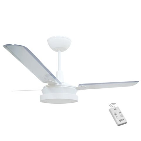 Ventilador Luz LED Vinius Branco 220V 3 Pás Transparentes e Controle