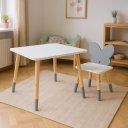 Ver imagem 2 de Mesa e Cadeira Infantil Borboletinha Kit Livro Educativo em Madeira - Cinza