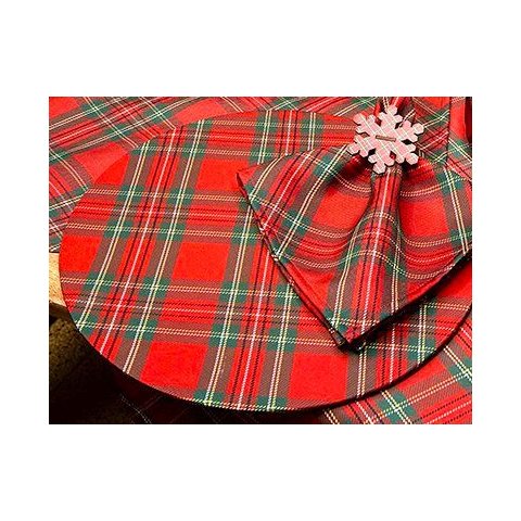 Kit Sousplat + Guardanapo Natal Xadrez Vermelho/verde Nsw 4 Peças sem Base