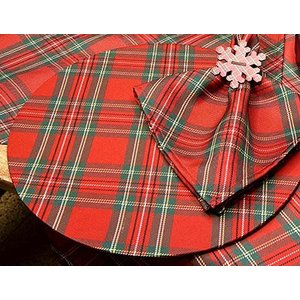 Kit Sousplat + Guardanapo Natal Xadrez Vermelho/Verde NSW 4 Peças Sem base