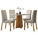 Ver imagem 4 de Mesa de Jantar Ambiente Anitta 90x90 Cm com Vidro Ype Off White e 4 Cadeiras Mariana Ype Veludo Nude