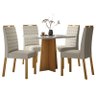 Mesa de Jantar Ambiente Anitta 90x90 Cm com Vidro Ype Off White e 4 Cadeiras Mariana Ype Veludo Nude - 4