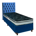 Ver imagem 1 de Cama + Box Azul e Colchão D28 Solteiro - Conforto Paropas + Cabeceira