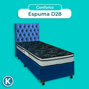 Ver imagem 4 de Cama + Box Azul e Colchão D28 Solteiro - Conforto Paropas + Cabeceira