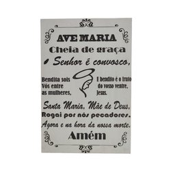 Oração Ave Maria Gravada Laser Tamanho A4 Mdf 3mm Branco - 1