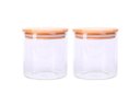 Ver imagem 1 de Kit 2 Potes de Vidro 500ml com Tampa de Madeira Bambu Porta Condimentos