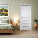 Ver imagem 2 de Kit Porta de Madeira 215x86cm Batente 20cm com Guarnição Cristal Primer Uniportas Abertura Direita Branco