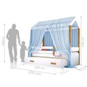 Ver imagem 3 de Cama Montessori Cabana com Auxiliar Colchão e Dossel Azul
