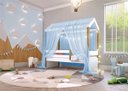 Ver imagem 4 de Cama Montessori Cabana com Cordão LED Colchão e Dossel Azul