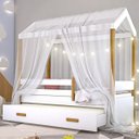 Ver imagem 2 de Cama Montessori com Auxiliar Cordão LED e Dossel Branco