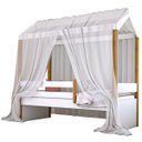 Ver imagem 1 de Cama Montessori Cabana Solteiro com Colchão e Dossel Branco