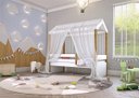 Ver imagem 4 de Cama Montessori Cabana Solteiro com Colchão e Dossel Branco