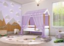 Ver imagem 4 de Cama Montessori Cabana Solteiro com Dossel Lilás