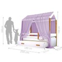 Ver imagem 3 de Cama Montessori Cabana com Auxiliar Solteiro e Dossel Lilás