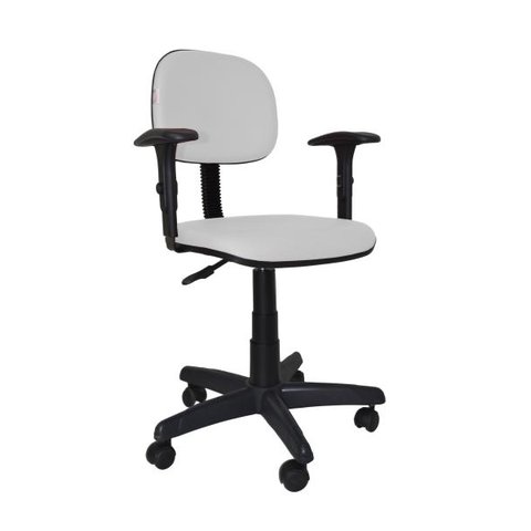Cadeira Secretaria Bolt com Braco Regulavel - Couro Sintetico Corano - Branco