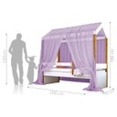 Ver imagem 3 de Cama Montessori Cabana Solteiro com Colchão e Dossel Lilás