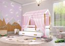 Ver imagem 4 de Cama Infantil Montessori com Auxiliar Cordão LED e Dossel Rosa