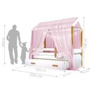 Ver imagem 3 de Cama Infantil Montessori com Auxiliar Cordão LED e Dossel Rosa