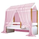 Ver imagem 1 de Cama Montessori Cabana Solteiro com Colchão e Dossel Rosa