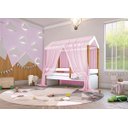 Ver imagem 4 de Cama Montessori Cabana Solteiro com Colchão e Dossel Rosa