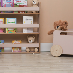 Baú Infantil Organizador de Brinquedos com Rodinhas - Midi Rosa - 3