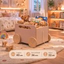 Ver imagem 6 de Baú Infantil Montessori Organizador de Brinquedos com Rodinhas - Midi Rosa