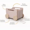 Ver imagem 5 de Baú Infantil Montessori Organizador de Brinquedos com Rodinhas - Midi Rosa