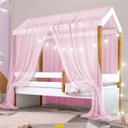 Ver imagem 2 de Cama Montessori com Cordão LED Colchão e Dossel Rosa