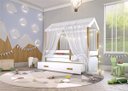Ver imagem 4 de Cama Montessori com Auxiliar Bola LED Colchão e Dossel Branco