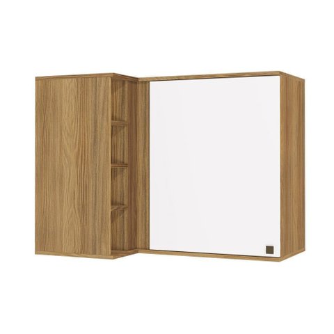 Armário Aéreo de Canto Reto Celeste Kappesberg 100% Mdf 1 Porta 4 Nichos Nogueira/branco 98cm