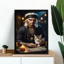 Ver imagem 1 de Quadro Cigano com Gato - Tarot 24x18cm - com Vidro:moldura Preta