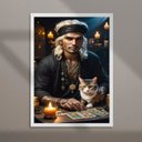 Ver imagem 2 de Quadro Cigano com Gato - Tarot 24x18cm - com Vidro:moldura Preta