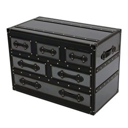 Baú de Metal e Couro Com 6 Gavetas 90cmx49cmx62cm - 1