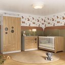 Ver imagem 1 de Quarto de Bebê Completo com Berço Americano 3 em 1 Pirulito Multimóveis Mp4621 Branco/madeirado