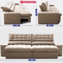 Ver imagem 3 de Sofá Retrátil e Reclinável 3,00m Molas Ensacadas Max Spring Velusoft Bege Cama Inbox