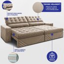 Ver imagem 2 de Sofá Retrátil e Reclinável 3,00m Molas Ensacadas Max Spring Velusoft Bege Cama Inbox