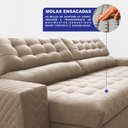Ver imagem 4 de Sofá Retrátil e Reclinável 3,00m Molas Ensacadas Max Spring Velusoft Bege Cama Inbox