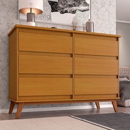 Cômoda para Quarto Luxo Londres com 6 Gavetas - Nature - 1