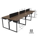 Ver imagem 4 de Estação Trabalho Mesa Industrial 6 Lugares Gavetas Netmobil - Nogal/preto