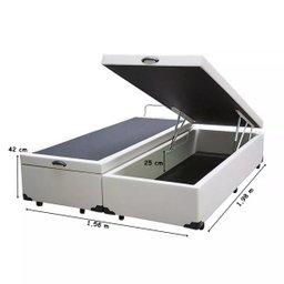 Cama Box Baú Queen-Size 158x198x42 Corino Bege A Gás - 2