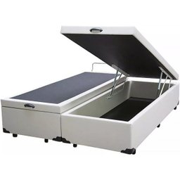 Cama Box Baú Queen-Size 158x198x42 Corino Bege A Gás - 1