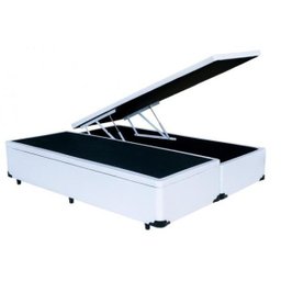 Cama Box Baú Queen-Size 158x198x42 Corino Branco Pistão A Gás - 2