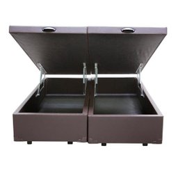 Cama Box Baú Queen-Size 158x198x42 Corino Marrom Pistão A Gás - 1
