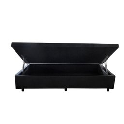 Cama Box Baú Solteiro 88x188x42 Corino Preto Pistão A Gás - 2